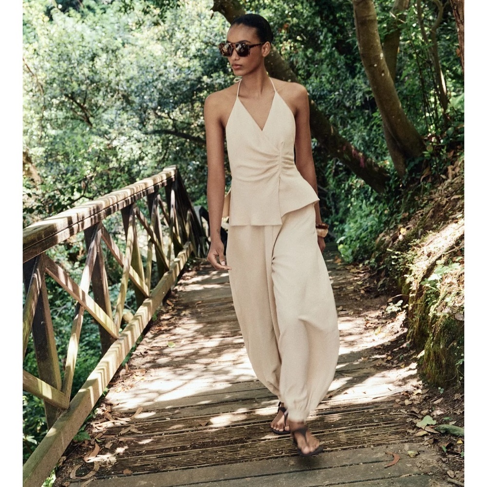 Zara Halter Two Piece Effect Long Jumpsuit